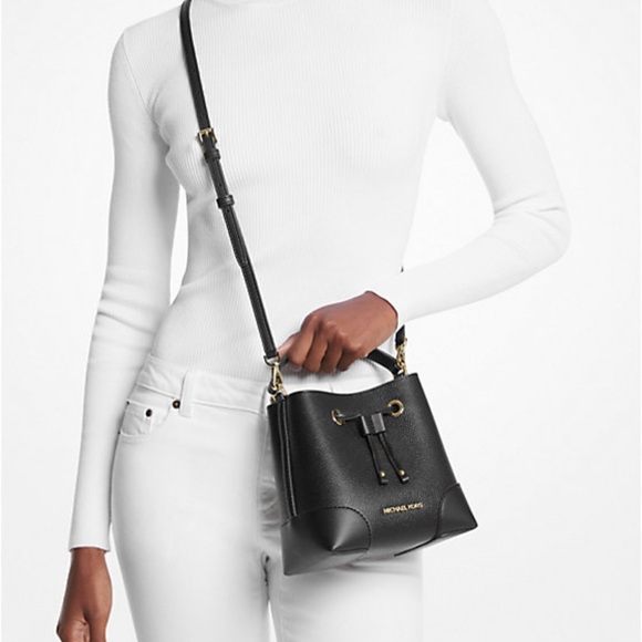 Michael Kors Mercer Bucket Bag Size OS Color Black Gold - Picture 3 of 4